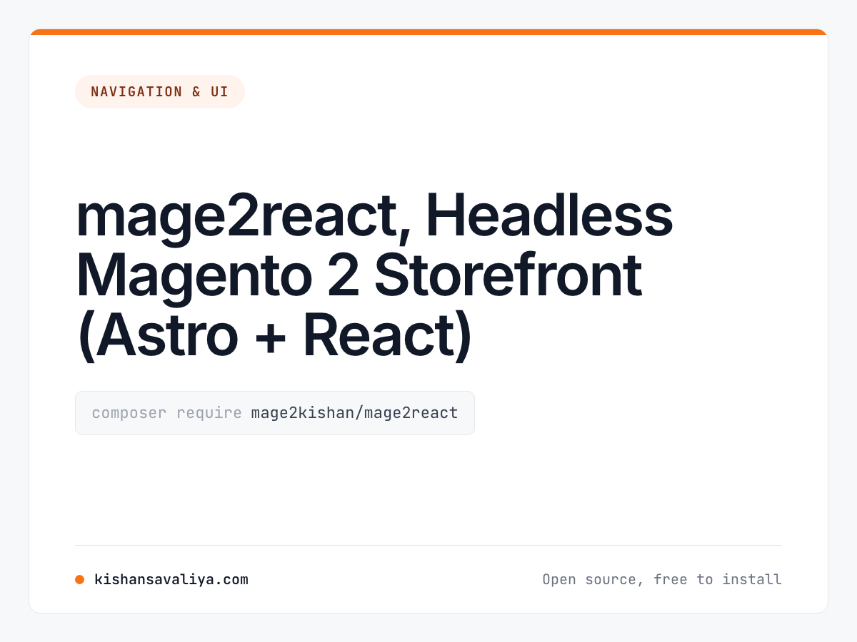 mage2react, Headless Magento 2 Storefront (Astro + React) cover