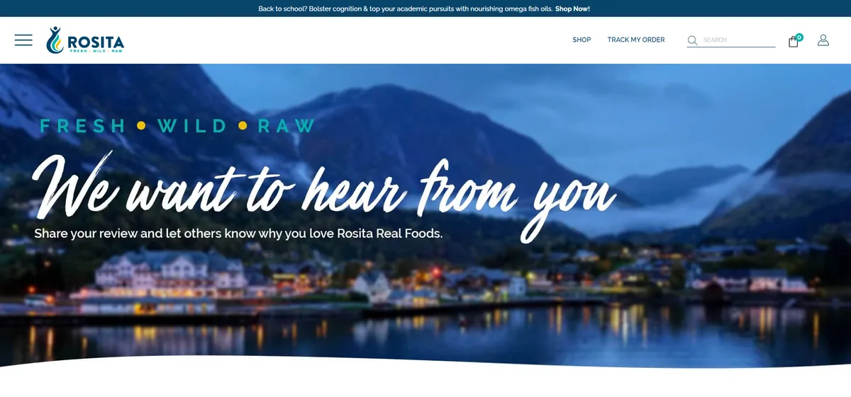 Rosita Real Foods storefront, home page
