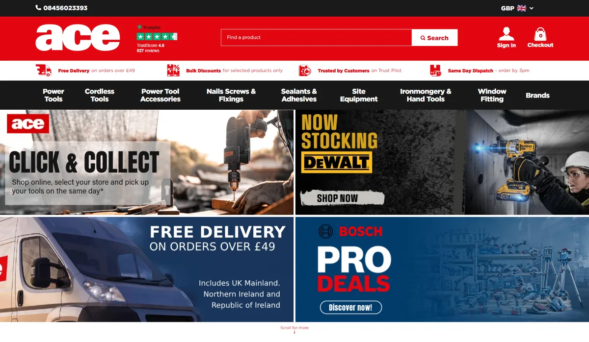 Ace Fixings, home page