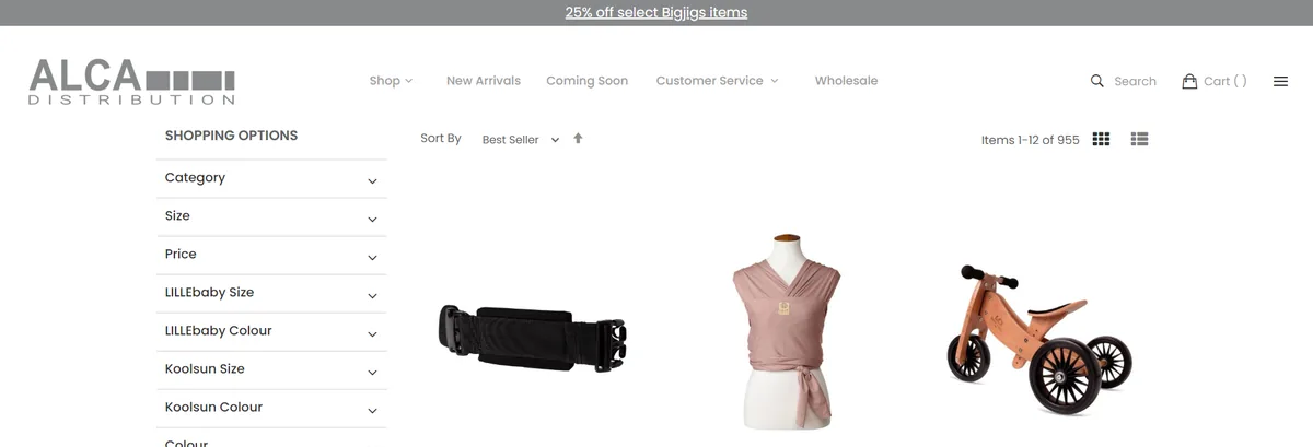 Alca Distribution, category view page