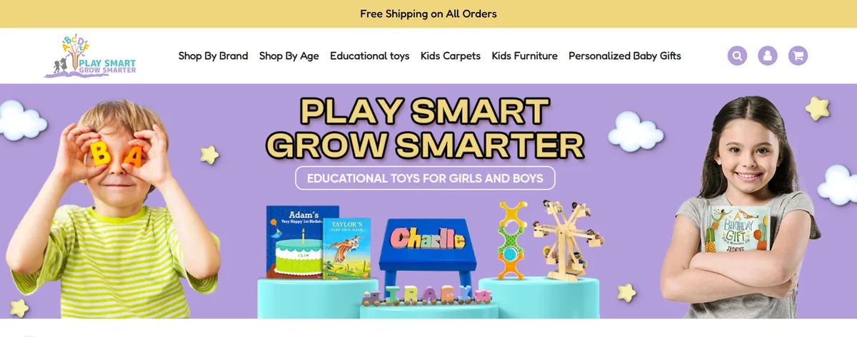 Alphabet Trains storefront, home page