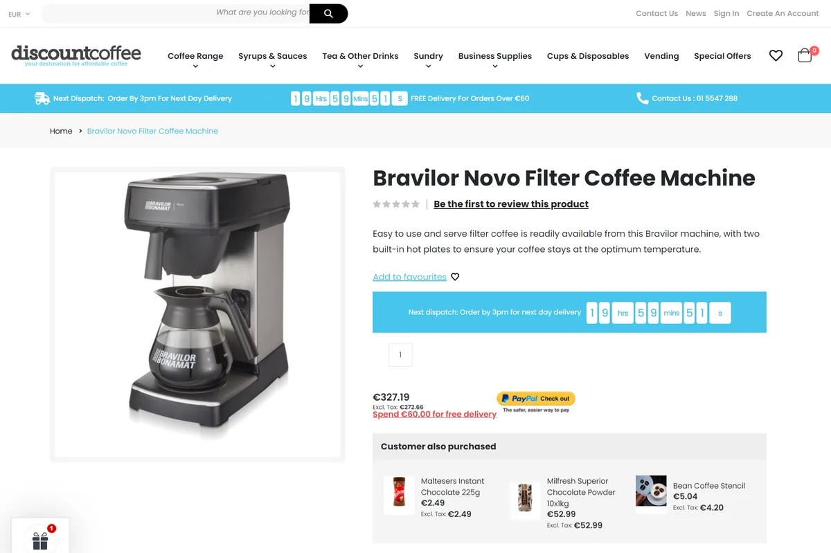 Discount Coffee, product view page
