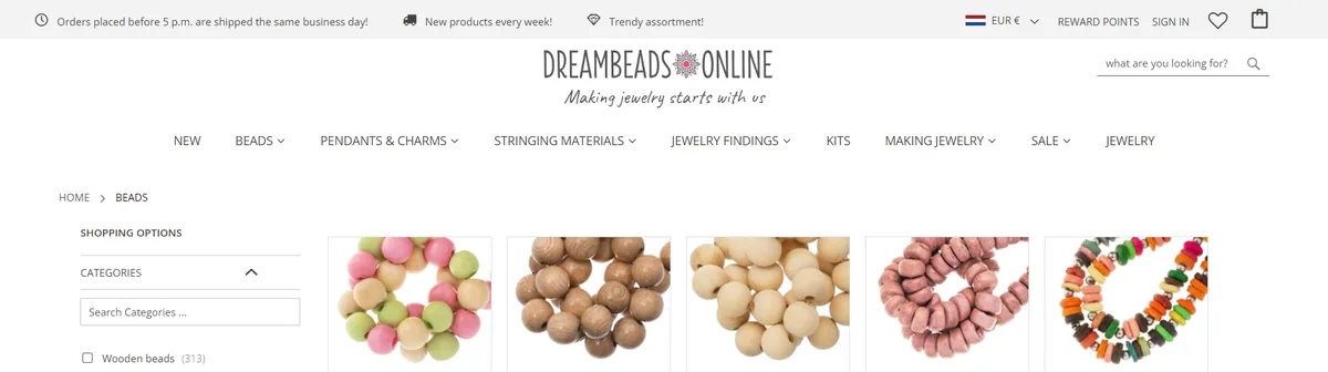 Dreambeads Online, category view