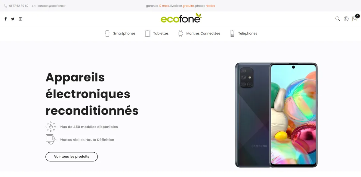 Ecofone storefront, home page
