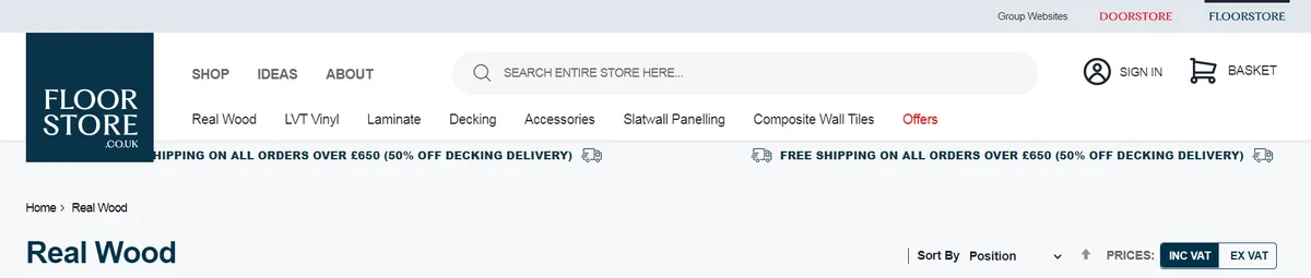 Floorstore, category view  page