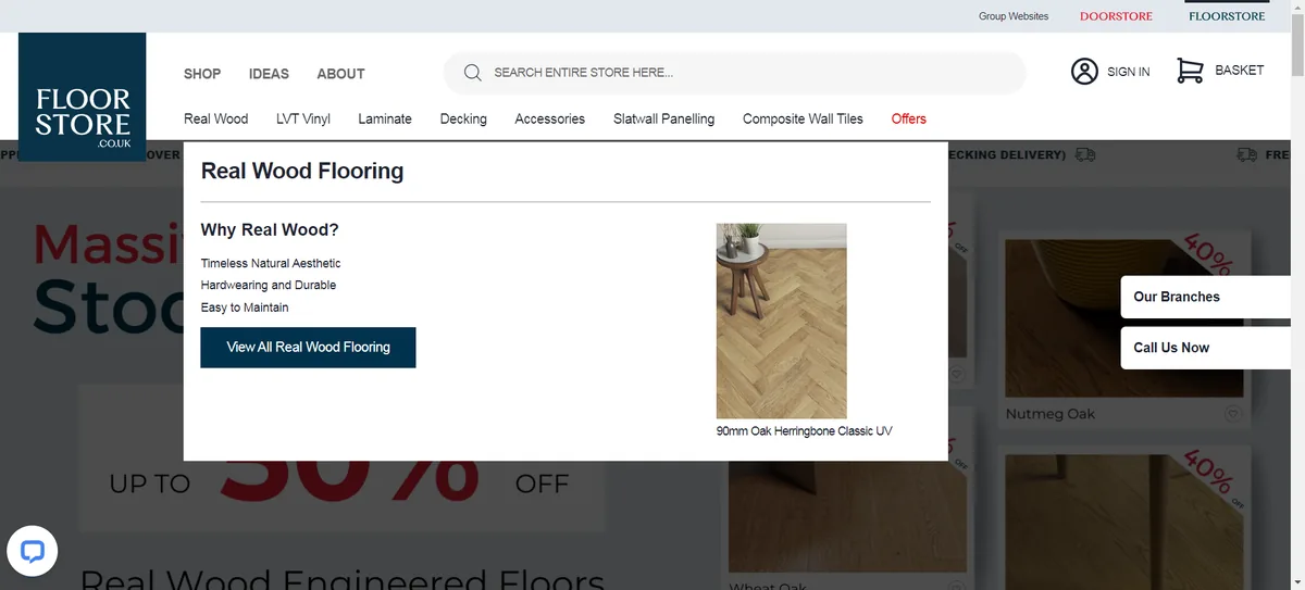 Floorstore, mega menu