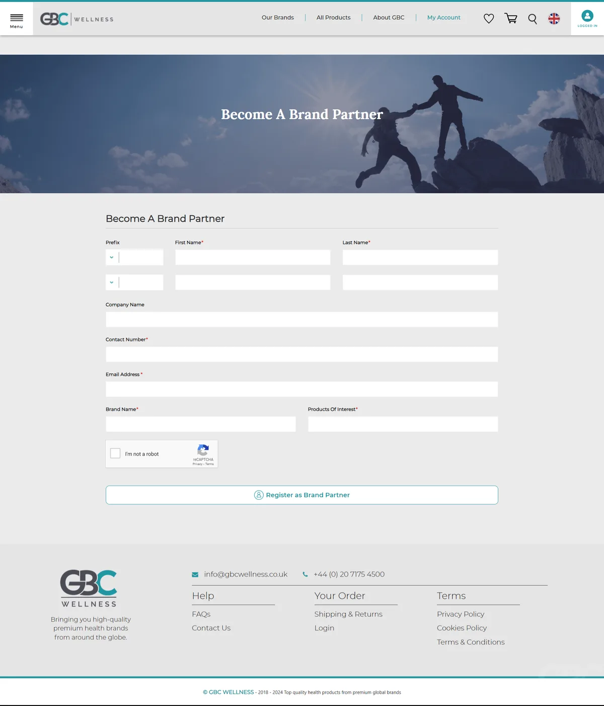 GBC Wellness, brand partner page