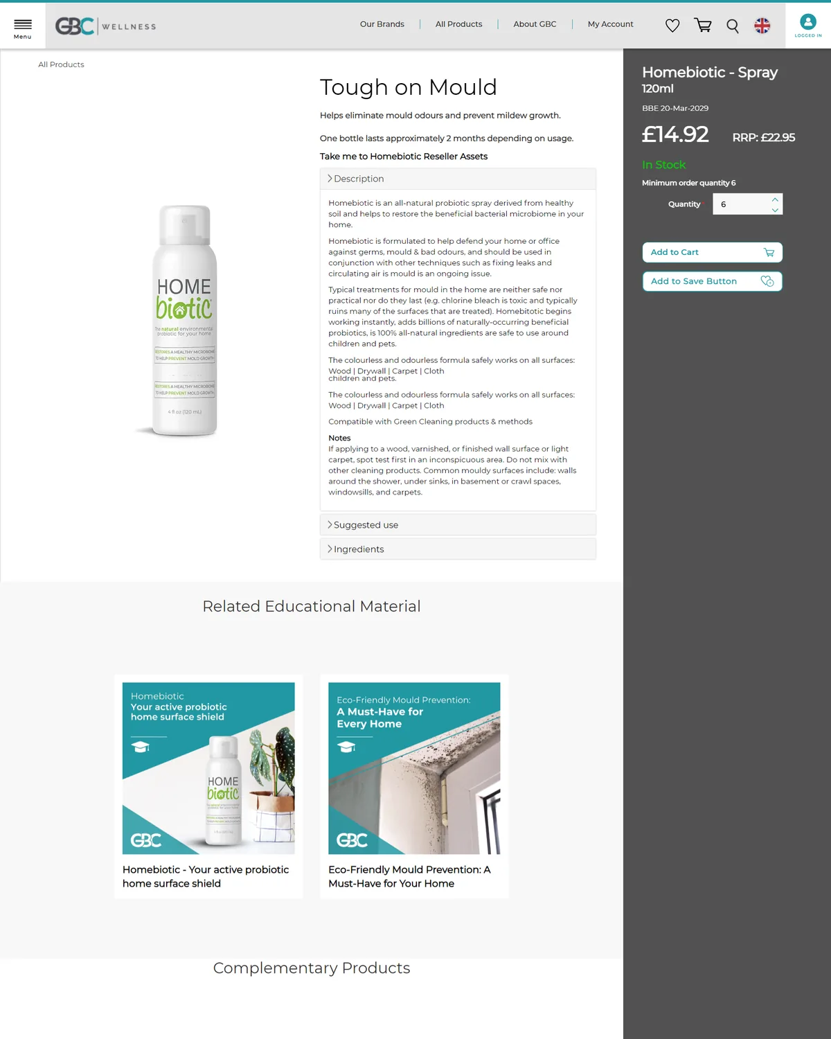 GBC Wellness, product view page