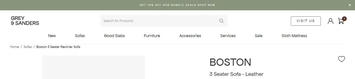 Grey and Sanders, product view page