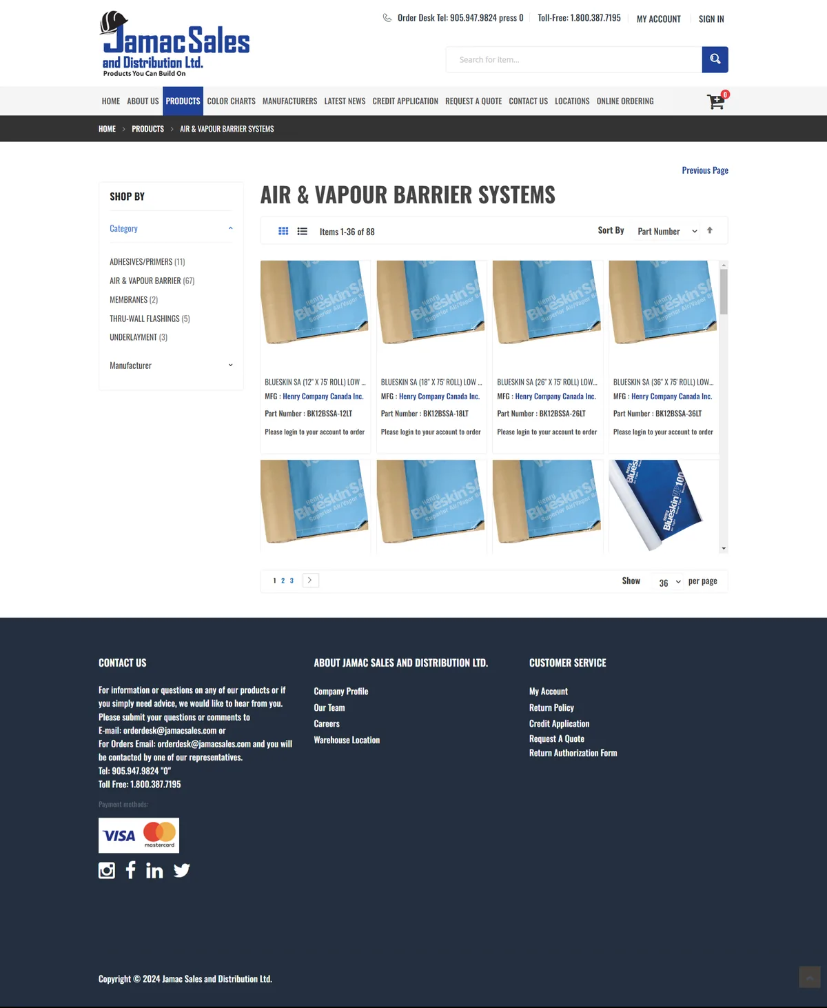 Jamac Sales, category view inner