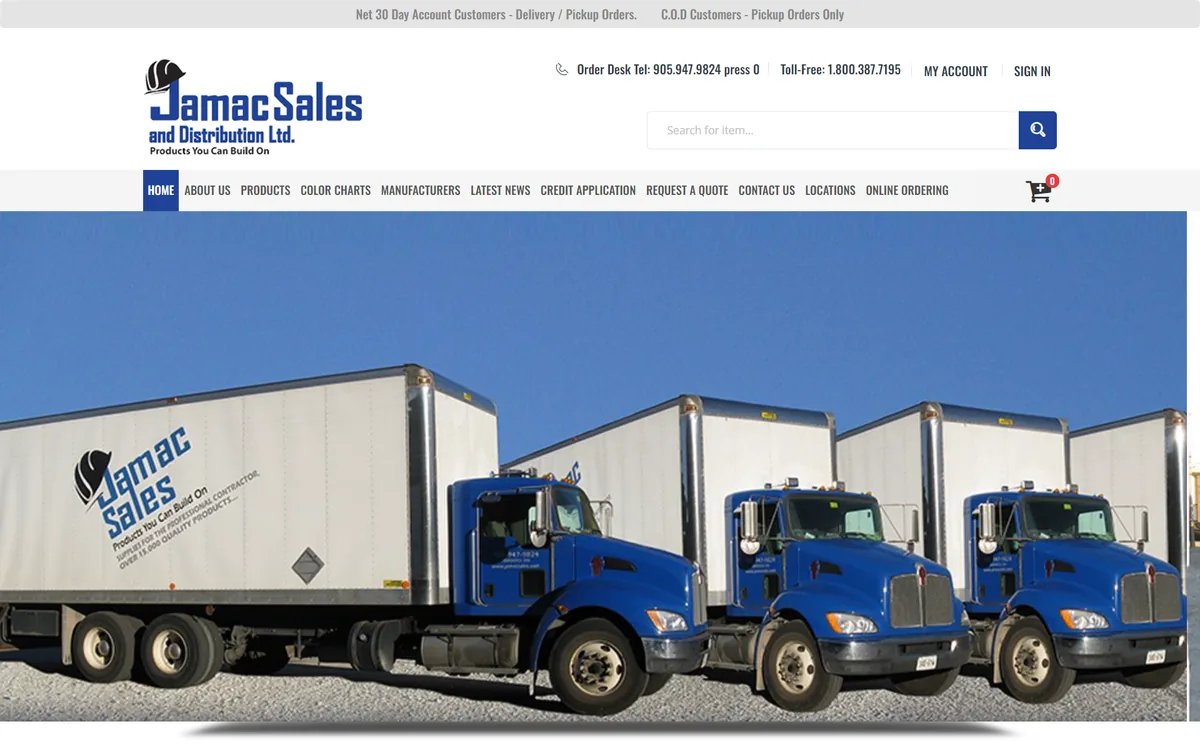 Jamac Sales, home page