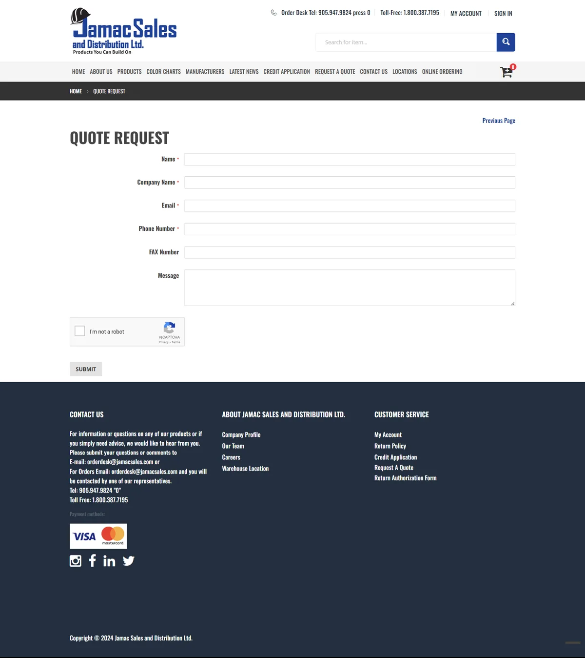 Jamac Sales, request for quote