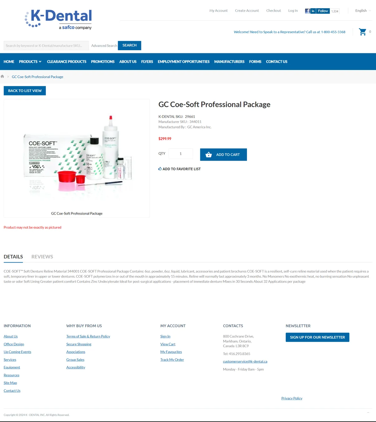 K Dental, product view  page
