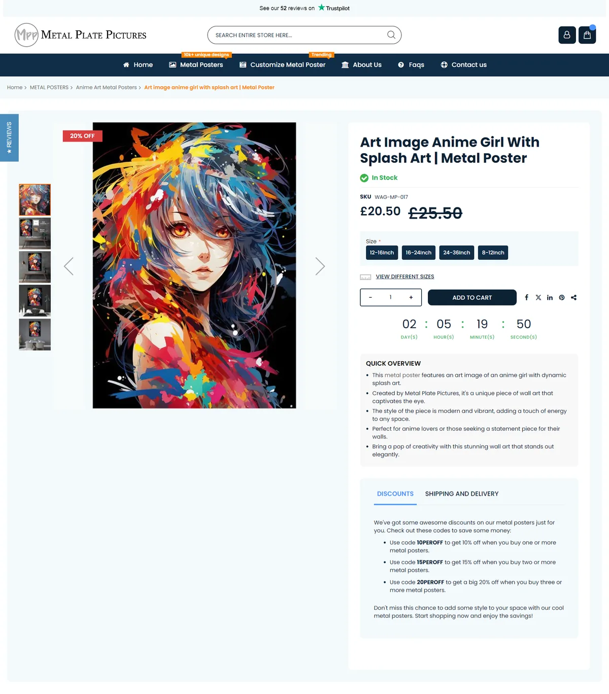 Metal Plate Pictures, product view page