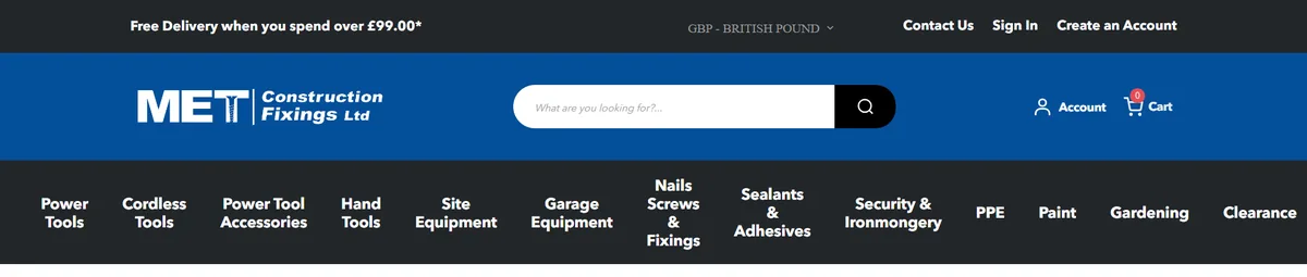 MET Construction Fixings, category view page