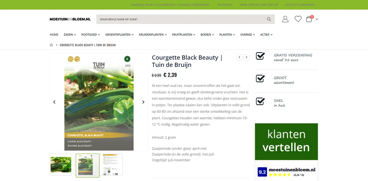 Moestuin en Bloem, product view page