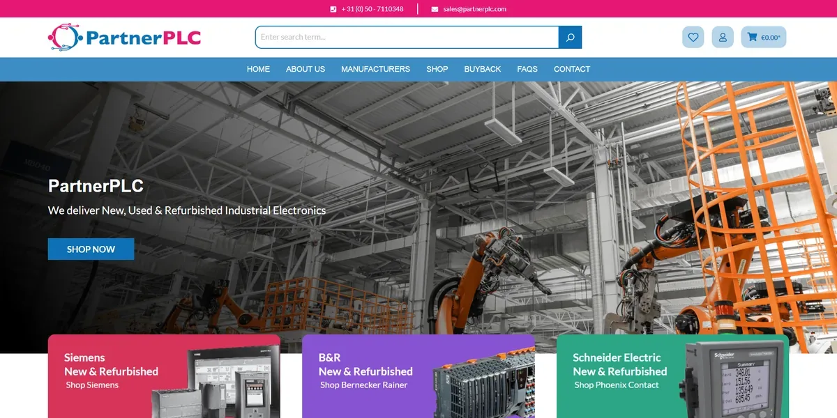 Partner PLC storefront, home page