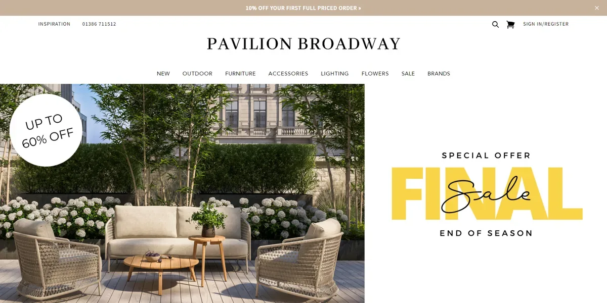 Pavilion Broadway storefront, home page