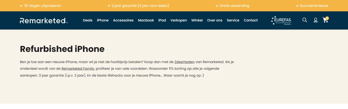 Remarketed, category view page