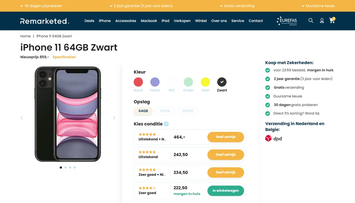 Remarketed, product view page