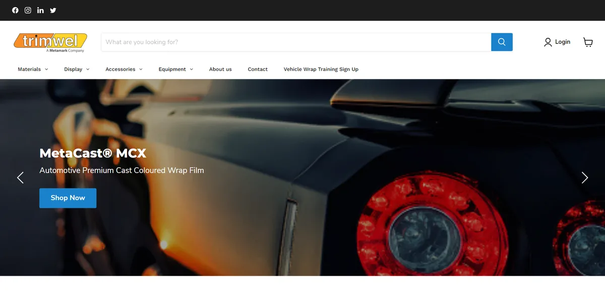 Trimwel storefront, home page