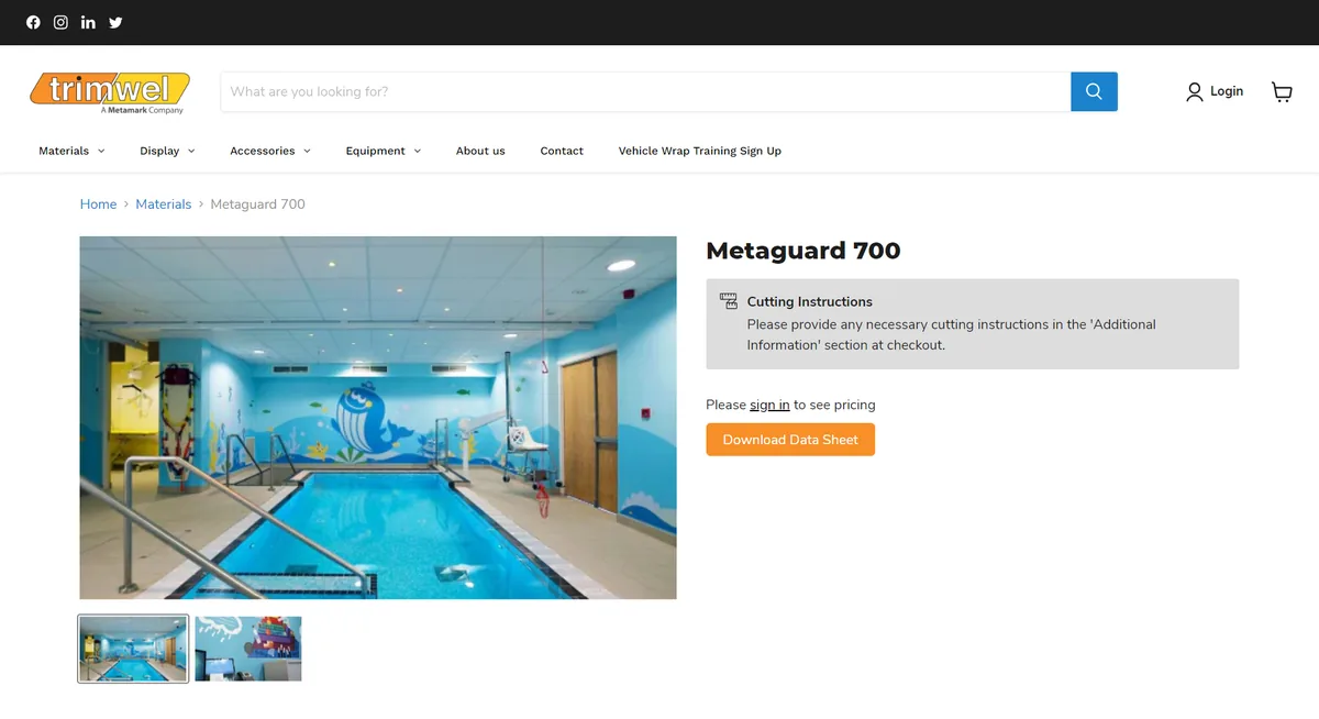 Trimwel, product view  page