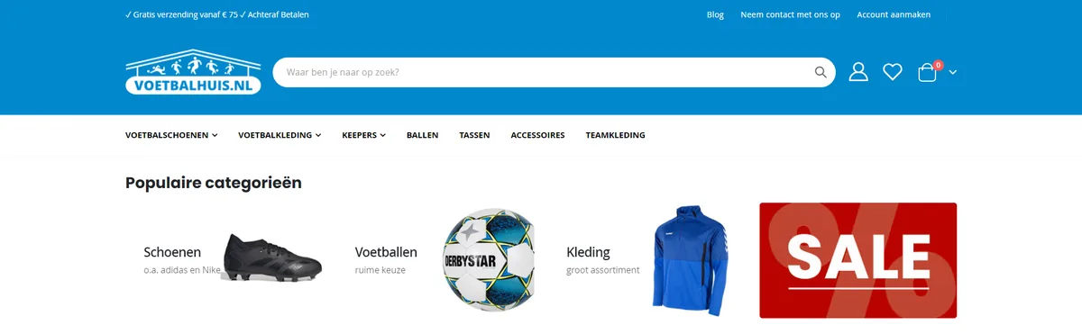Voetbalhuis storefront, home page