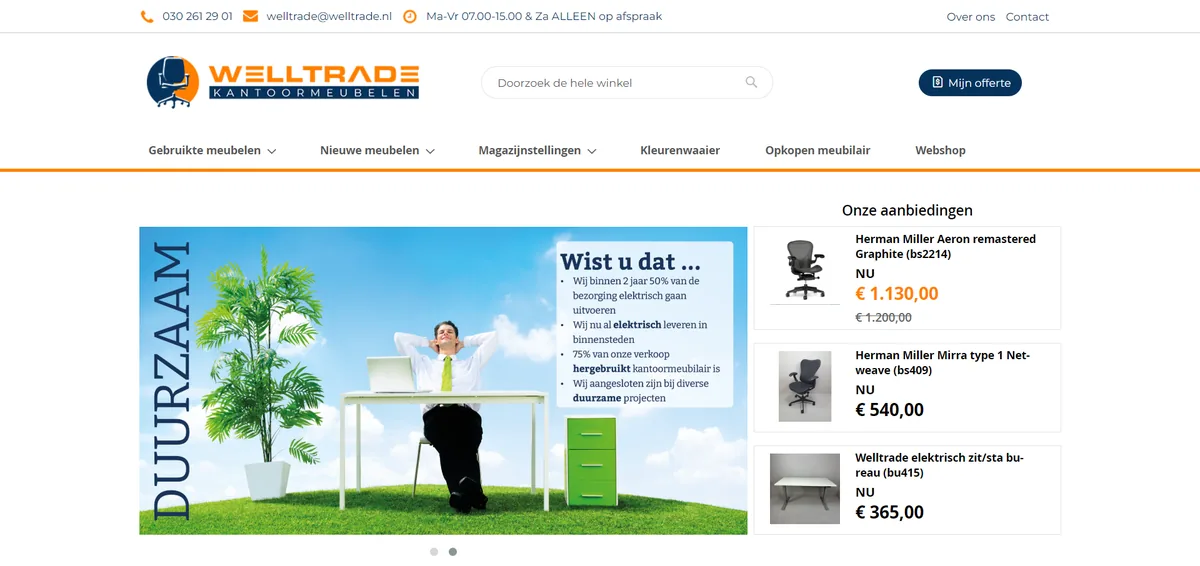Welltrade storefront, home page