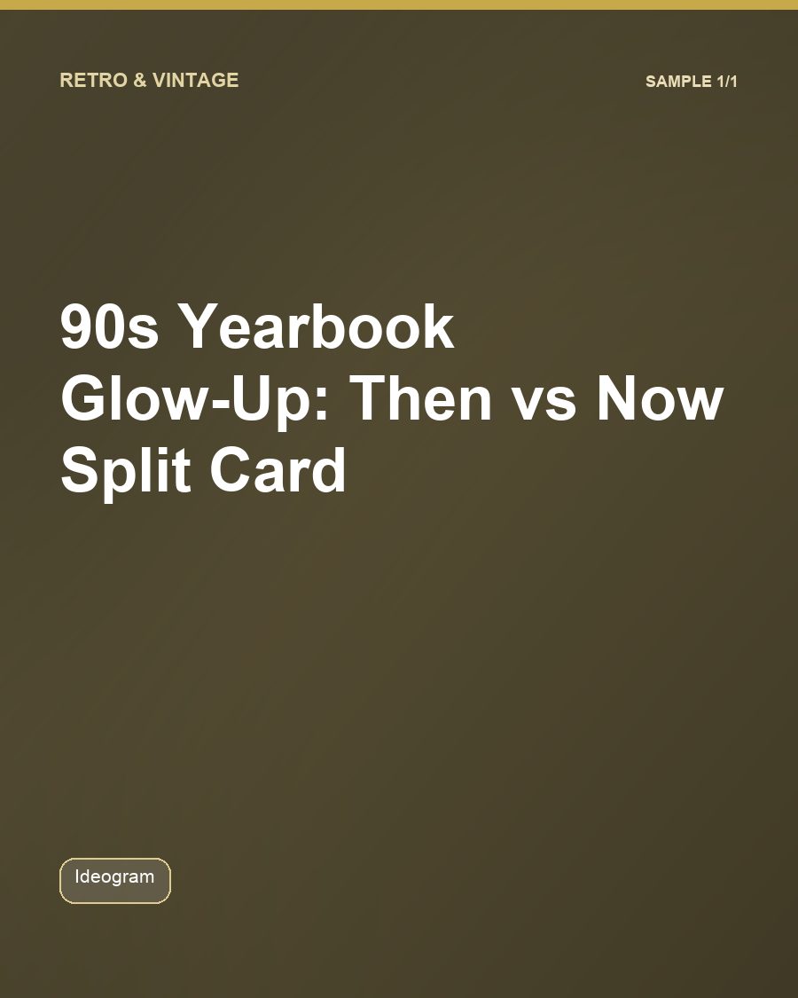 90s Yearbook Glow-Up: Then vs Now Split Card