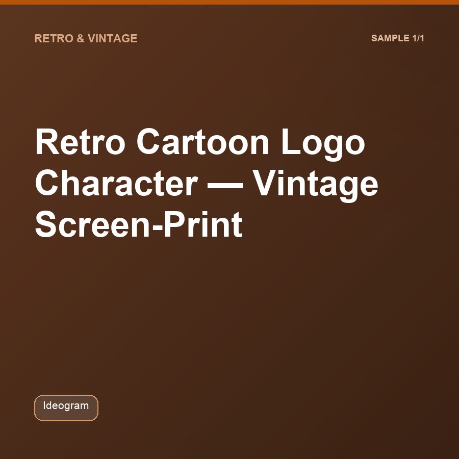 Retro Cartoon Logo Character, Vintage Screen-Print