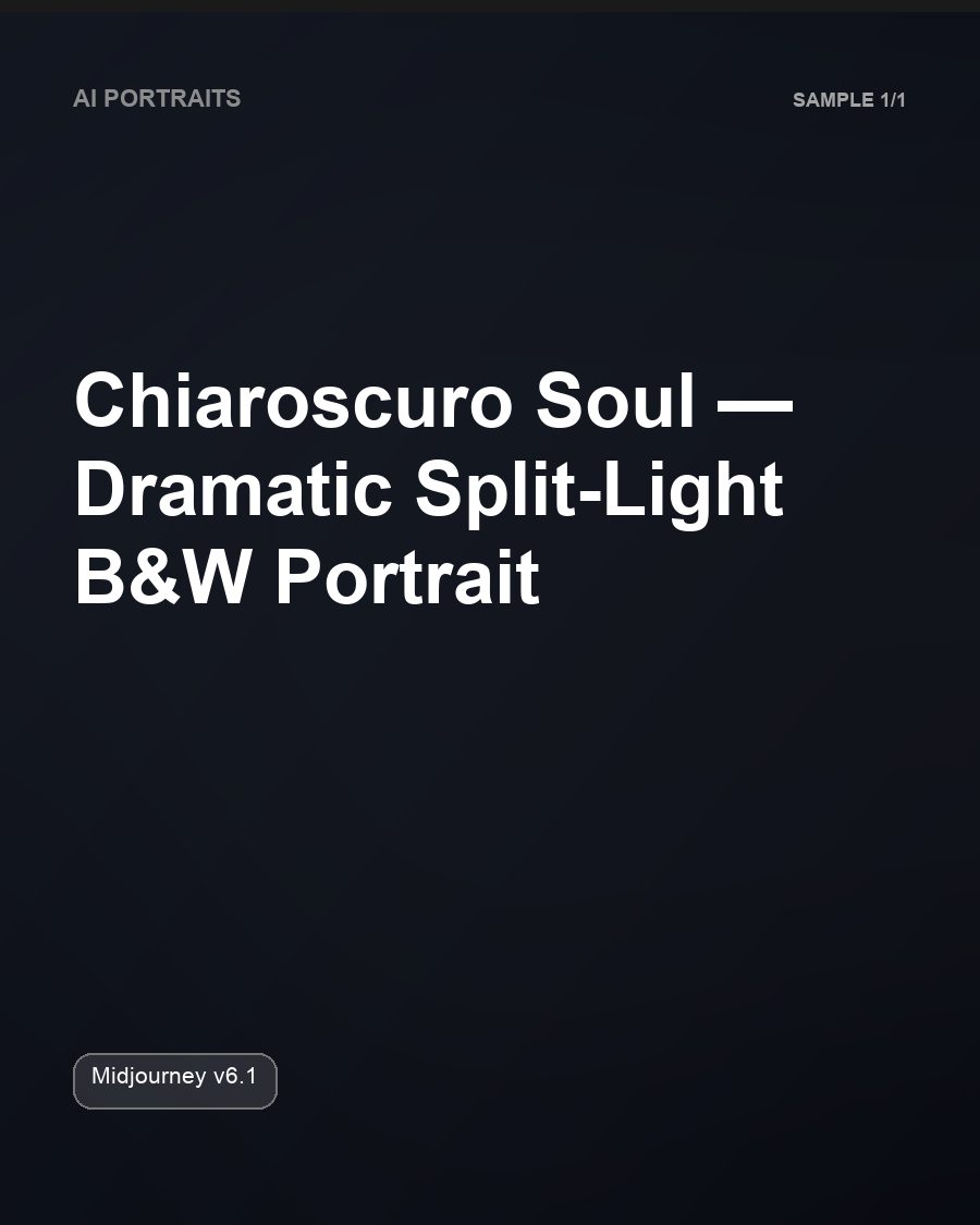 Chiaroscuro Soul, Dramatic Split-Light B&W Portrait
