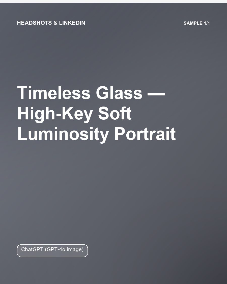 Timeless Glass, High-Key Soft Luminosity Portrait