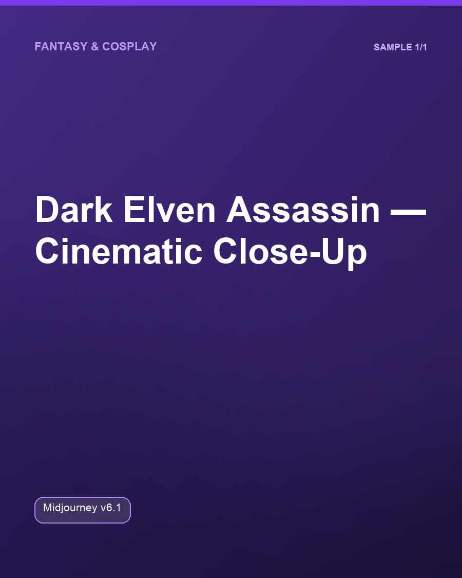 Dark Elven Assassin, Cinematic Close-Up