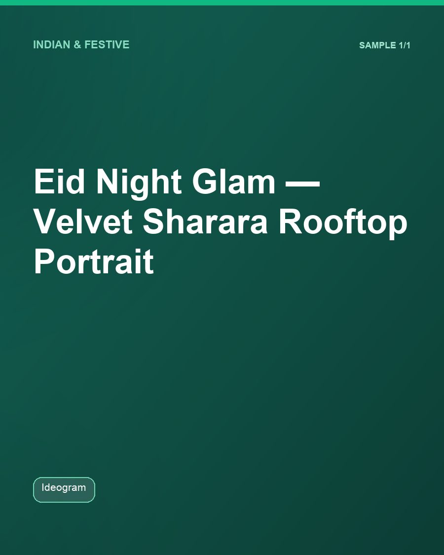 Eid Night Glam, Velvet Sharara Rooftop Portrait