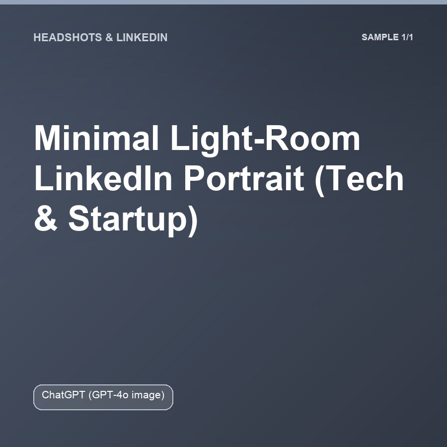 Minimal Light-Room LinkedIn Portrait (Tech & Startup)