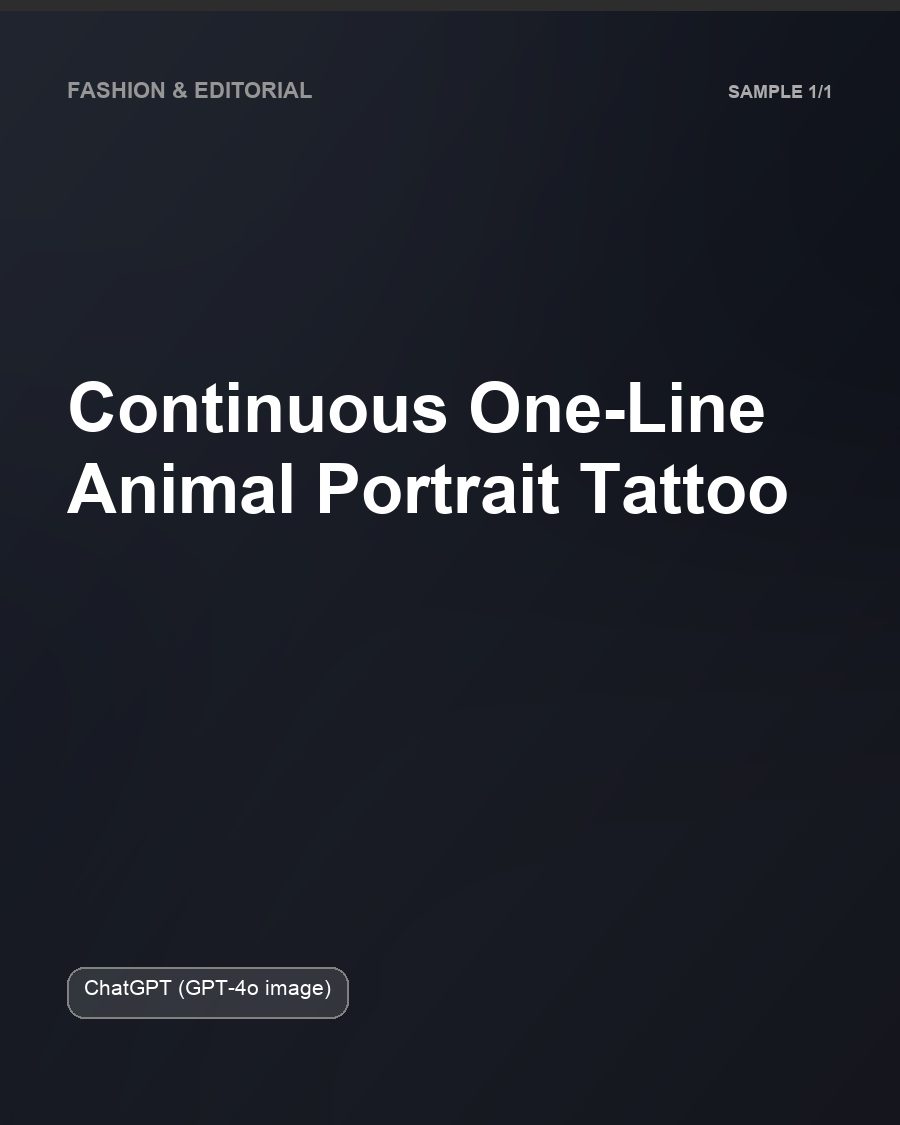 Continuous One-Line Animal Portrait Tattoo