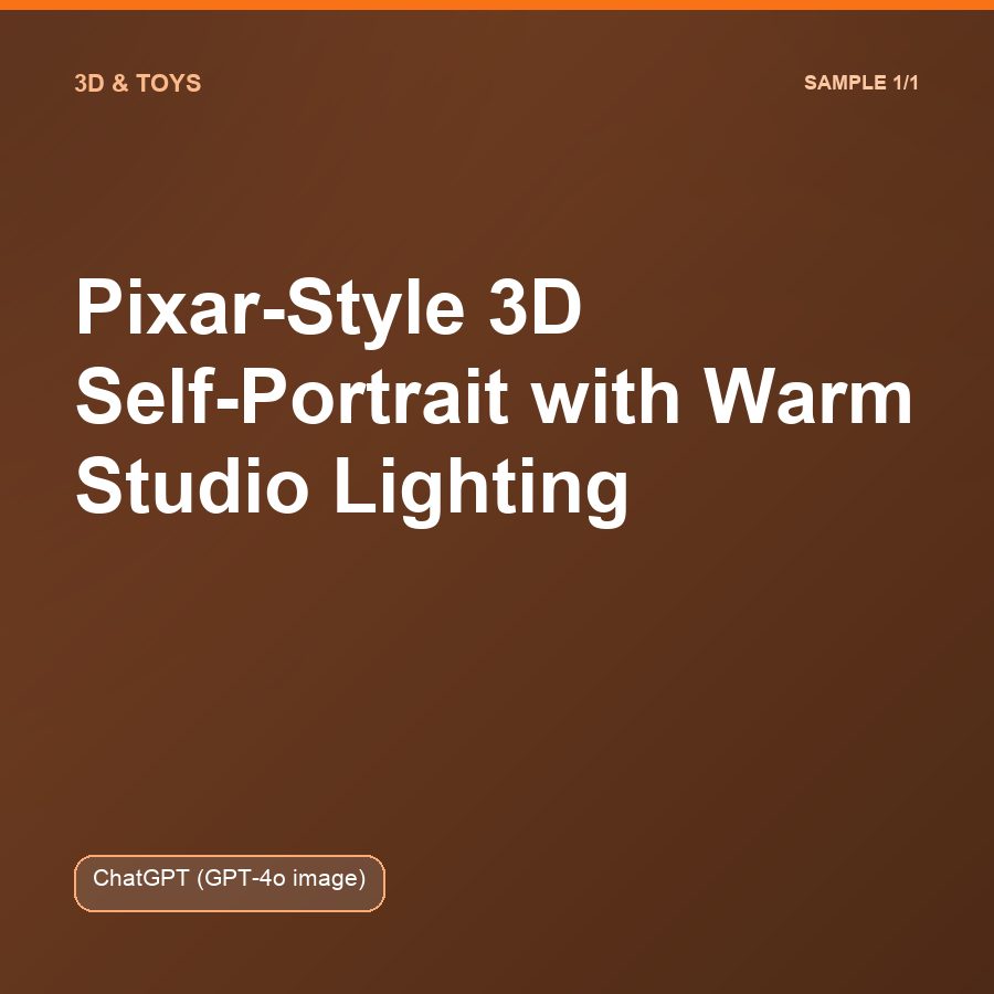 Pixar-Style 3D Self-Portrait with Warm Studio Lighting