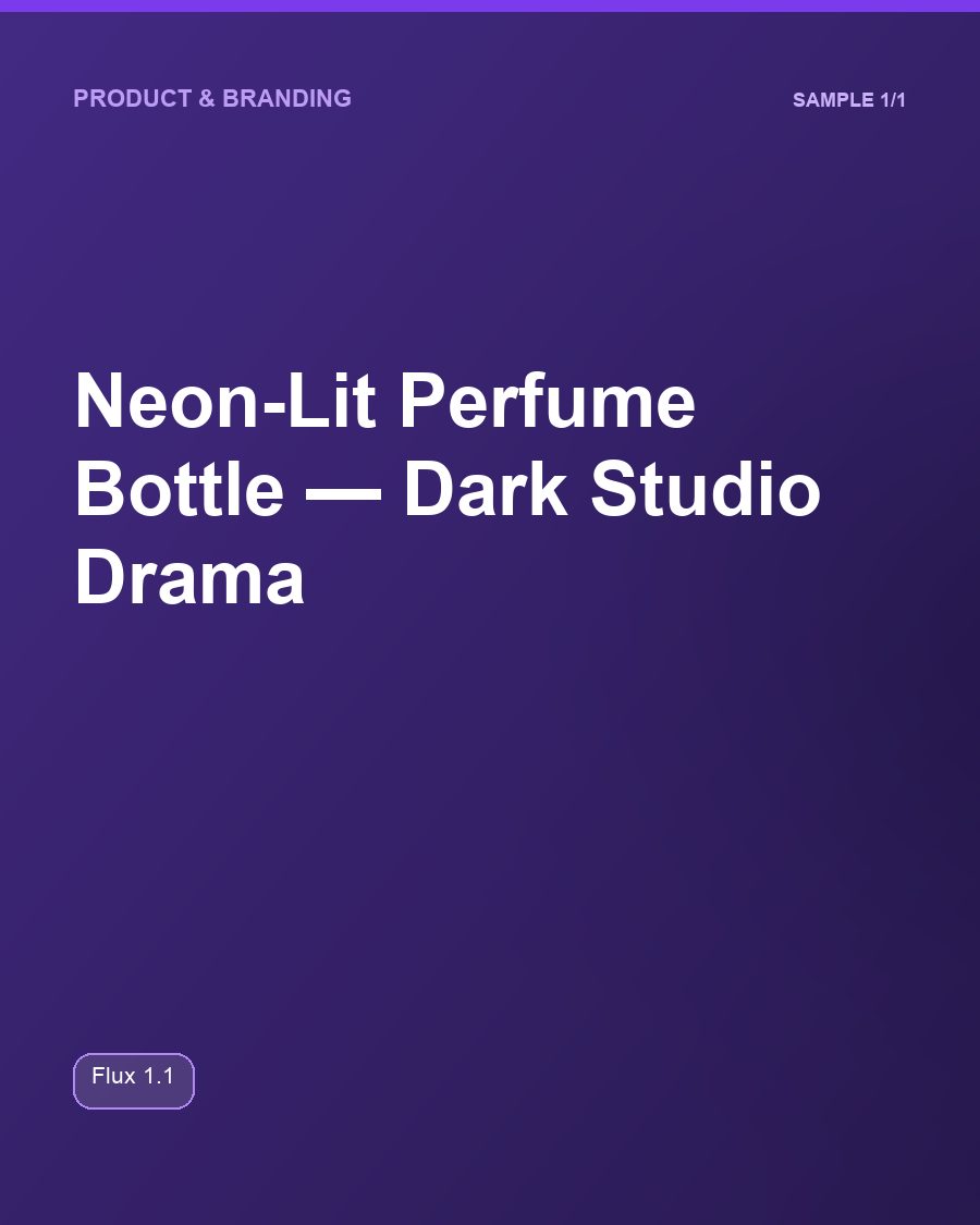 Neon-Lit Perfume Bottle, Dark Studio Drama