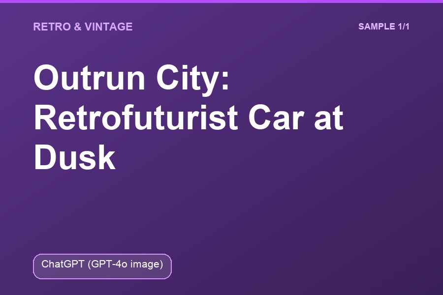 Outrun City: Retrofuturist Car at Dusk