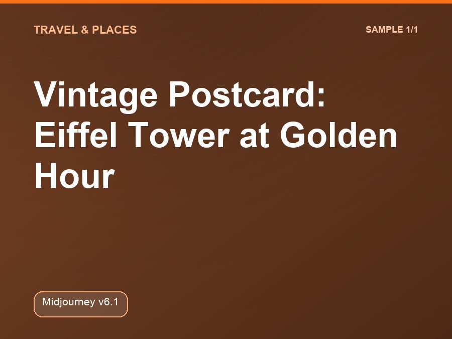 Vintage Postcard: Eiffel Tower at Golden Hour