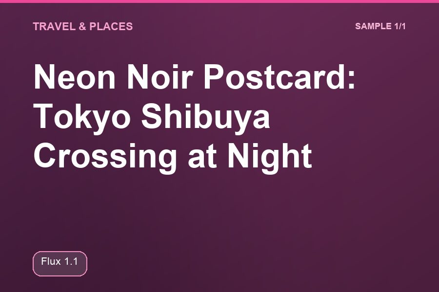 Neon Noir Postcard: Tokyo Shibuya Crossing at Night