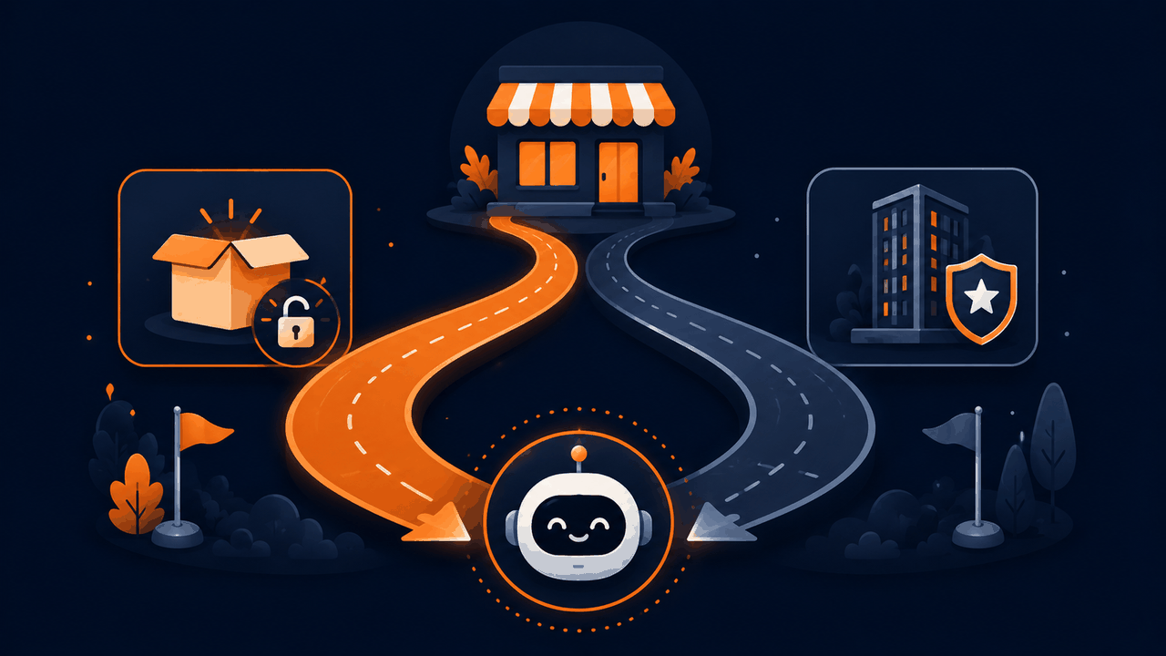 Two ways a Magento store can support AI agents: the open-source path with Hyvä and the Magebit module, versus the Adobe Commerce path using Adobe's Commerce MCP server
